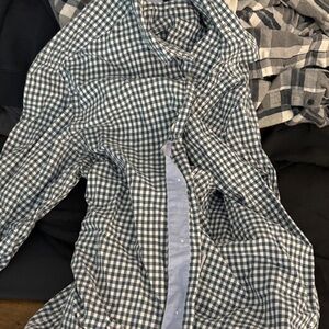 Banana Republic Navy and White Checkered Shirt